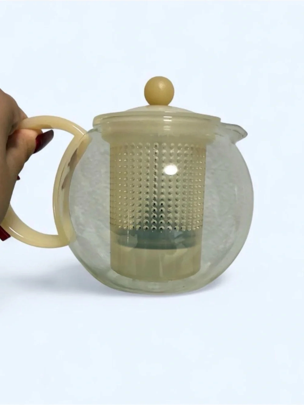 Bodum Glass Teapot with Yellow Handle and White Tea Press Infuser 34oz